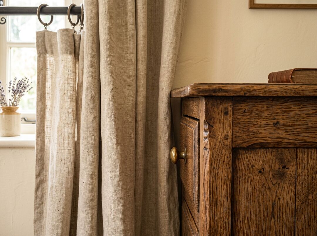detalle cortina lino colonial