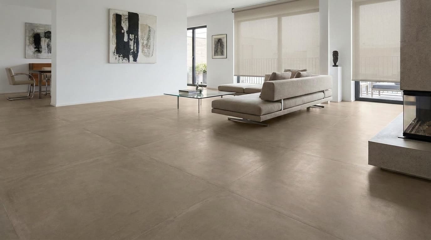 estor liso en tono neutro en un salón de estilo moderno
