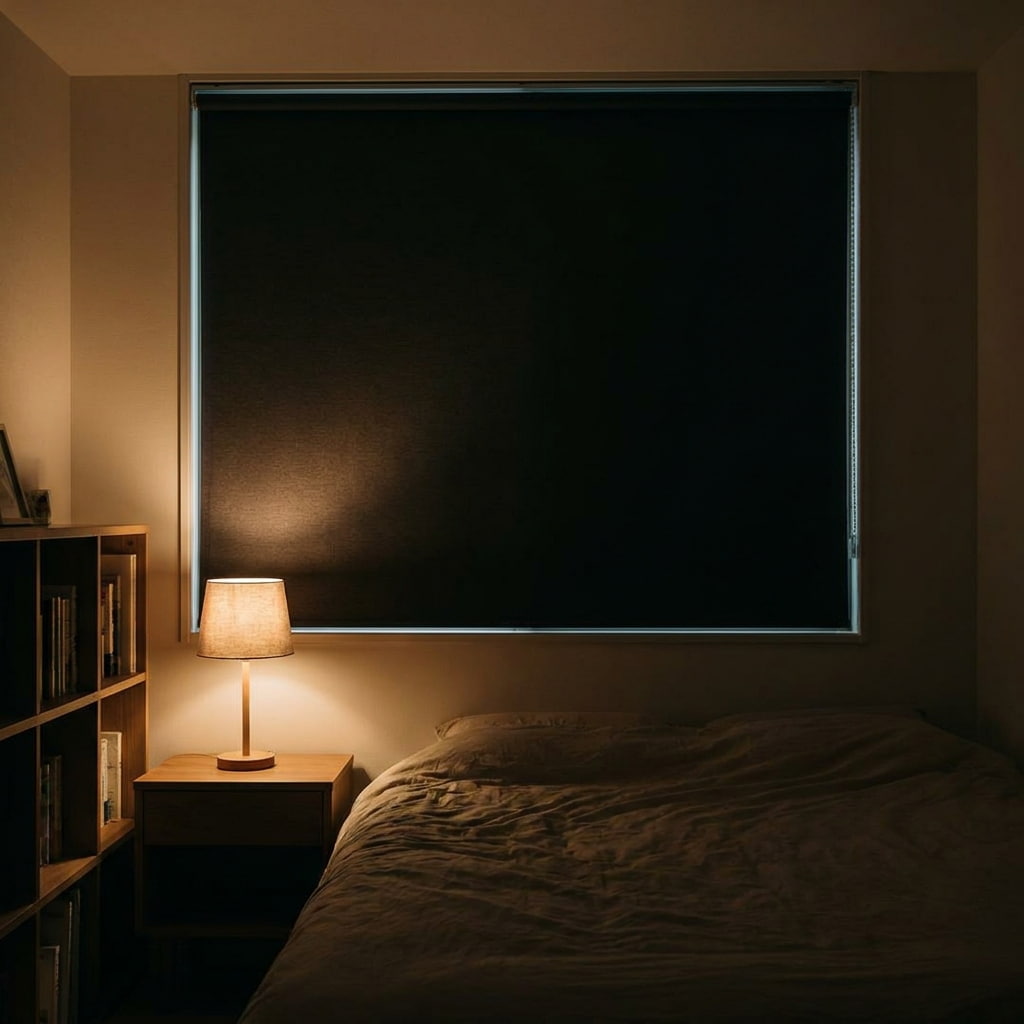 dormitorio con estor opaco para dormir bien
